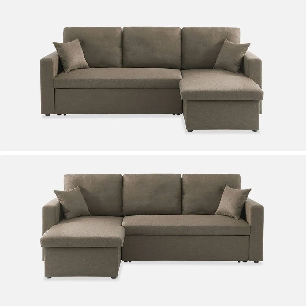 sweeek 3-seater Reversible Corner Sofa Bed With Storage in Taupe 2