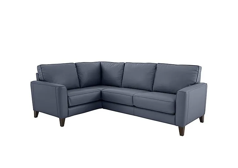 Brondby Small NC Leather Left Hand Facing Corner Sofa - BV Ocean Blue