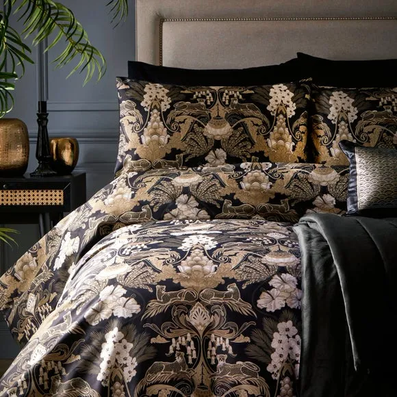 Laurence Llewelyn-Bowen Suburban Jungle 100% Cotton Duvet Cover & Pillowcase Set Black 2