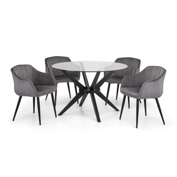 Hobart Set of 2 Scalloped Dining Chairs, Grey Velvet 5