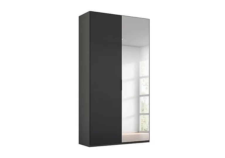 Formes Glass 2 Door Hinged Wardrobe with 1 Mirror - Graphite/Basalt Front