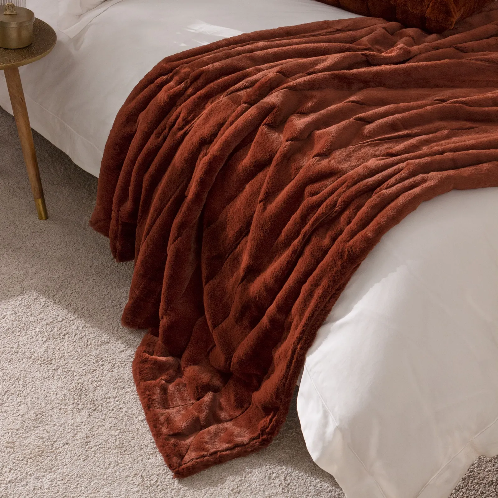 Paoletti Empress Alaskan Faux Fur Throw in Orange