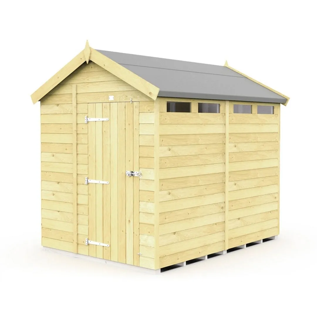 Buttercup Farm 6 x 8 Feet Apex Security Shed - Single Door - L243 x W175 x H217 cm in Brown
