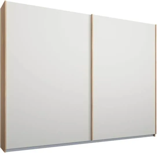 Malix 2 door 225cm Sliding Wardrobe, Oak Frame, Matt White Doors