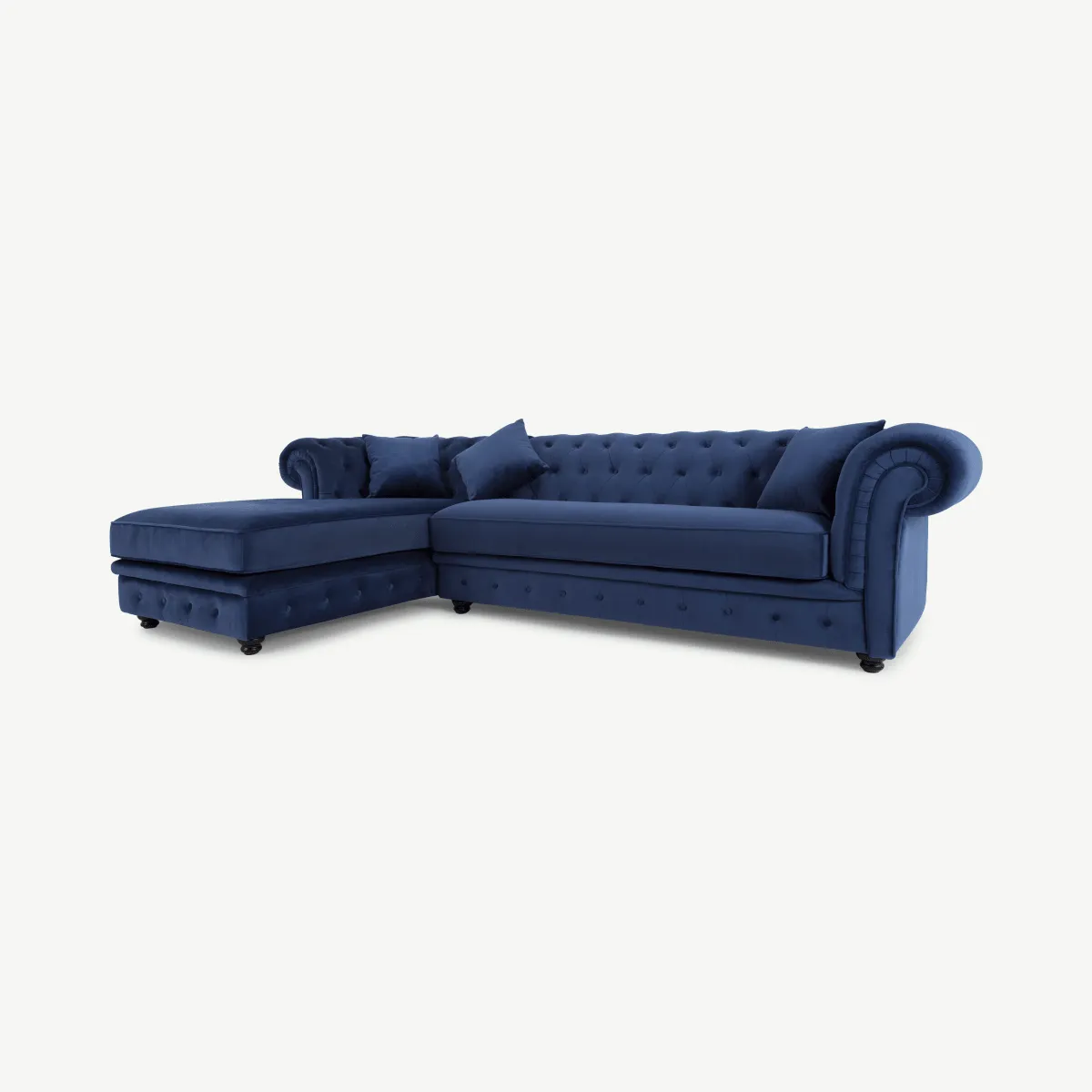 Branagh Left Hand Facing Chaise End Corner Sofa, Electric Blue Velvet