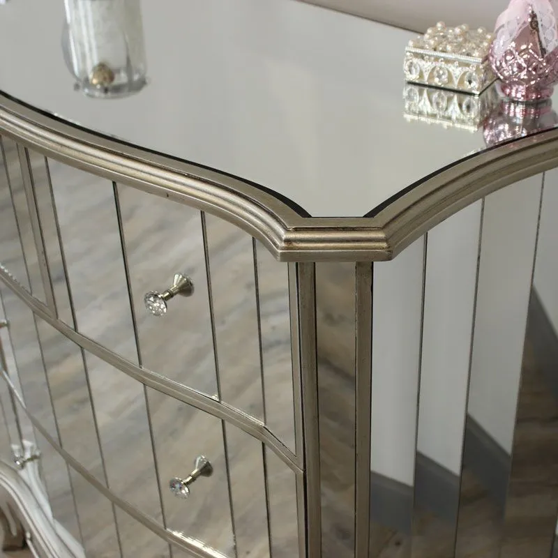 Melody Maison Mirrored Chest Of Drawers - Tiffany Range in Metallic Silver 2