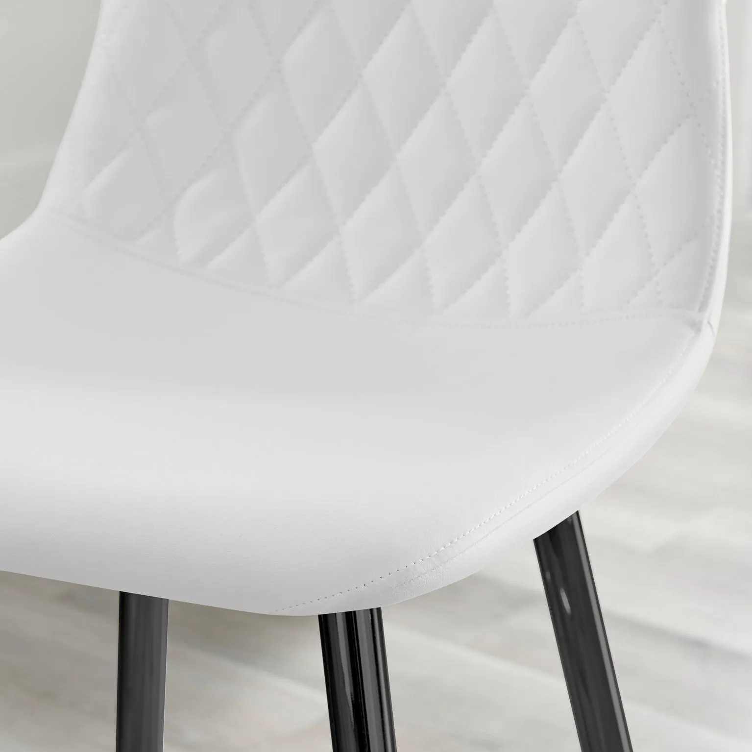 FurnitureboxUK Corona Set of 2 Counter Stools - Faux Leather Counter Stools With Black Legs - Kitchen Island Stool in White 3