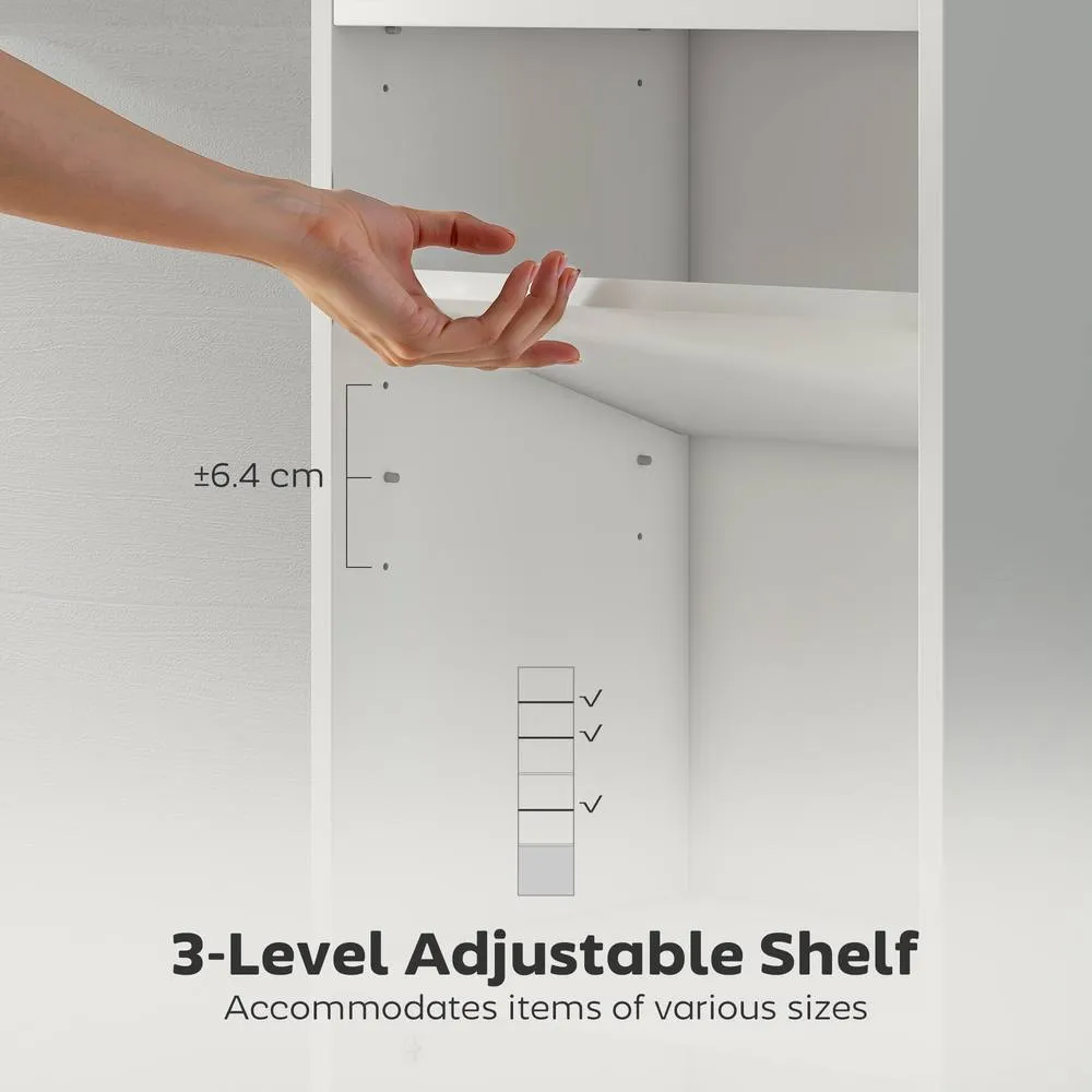 HOMCOM Tall Bookcase, 6-Tier Bookshelf with 3 Adjustable Shelves, White 6