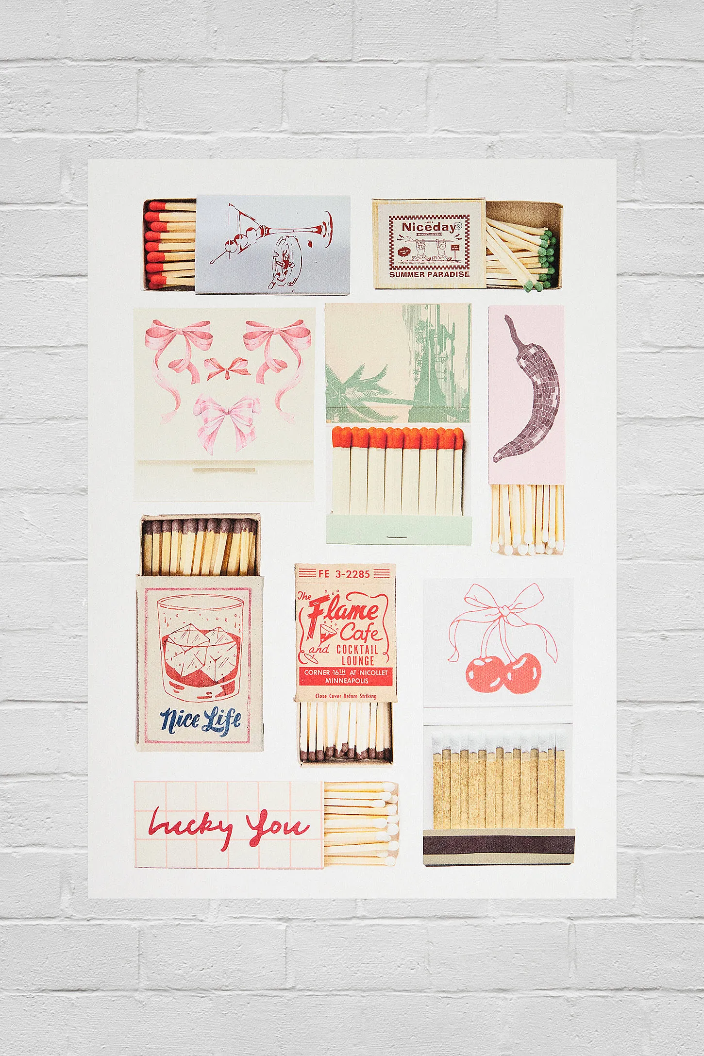 Vintage Matchbox 30x40 Wall Art Print - Cream