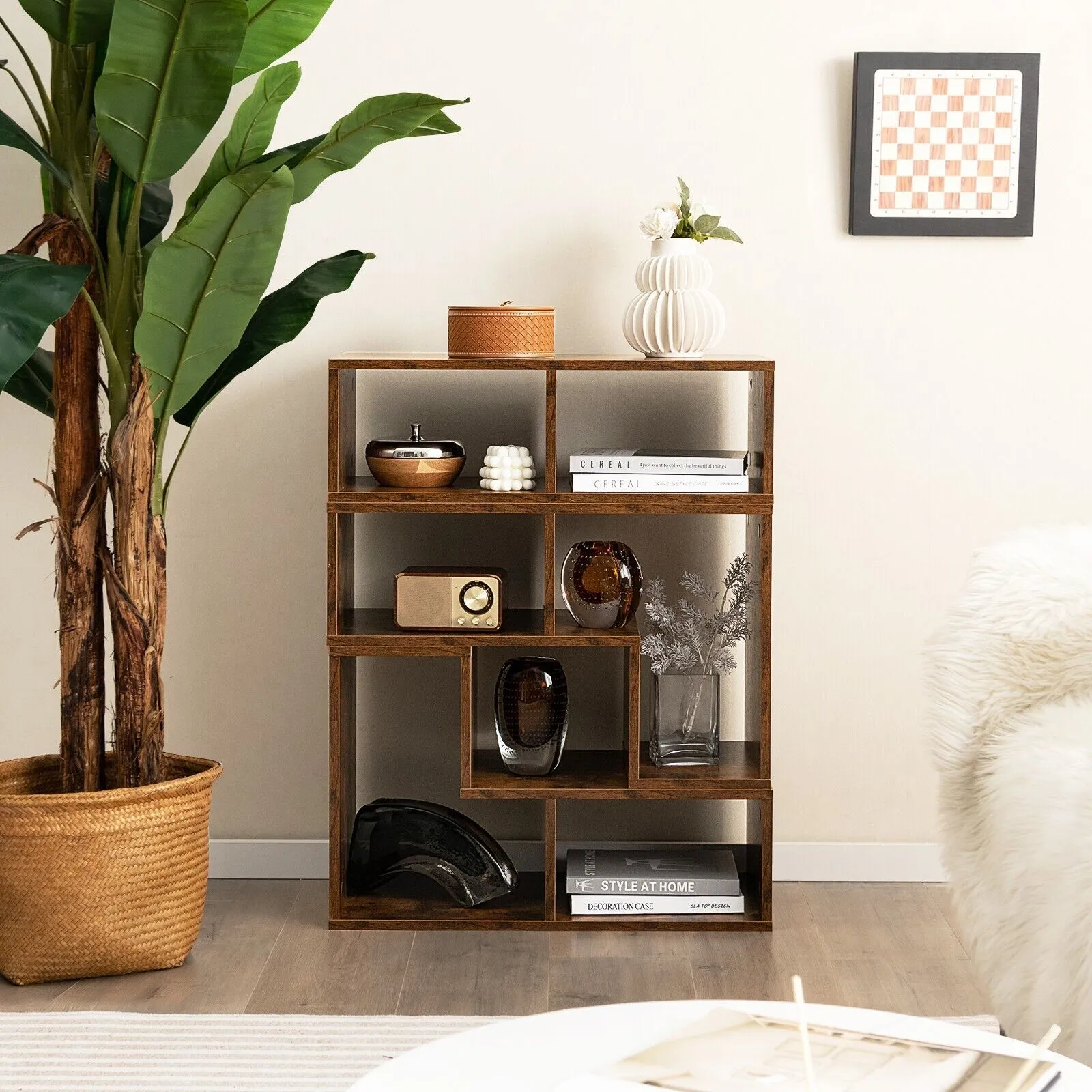 Costway TV Stand for TVs up to 65 Inches Free Combination Adjustable TV Cabinet Center in Brown 5