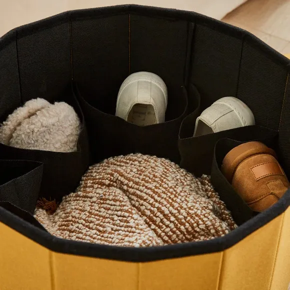 Faux Linen Round Ottoman 3