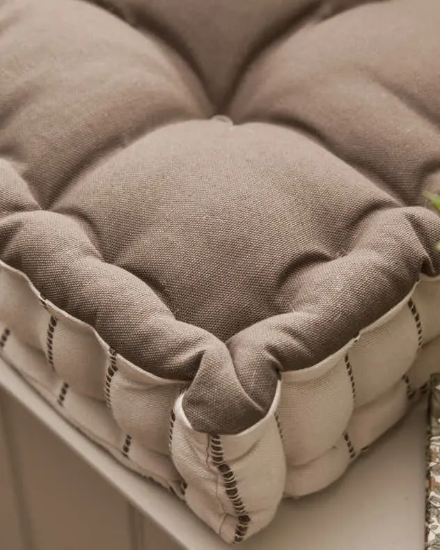 Dibor Mocha Cotton French Stripe Indoor Outdoor Garden Bench Cushion L105cm x W42cm in Brown 5