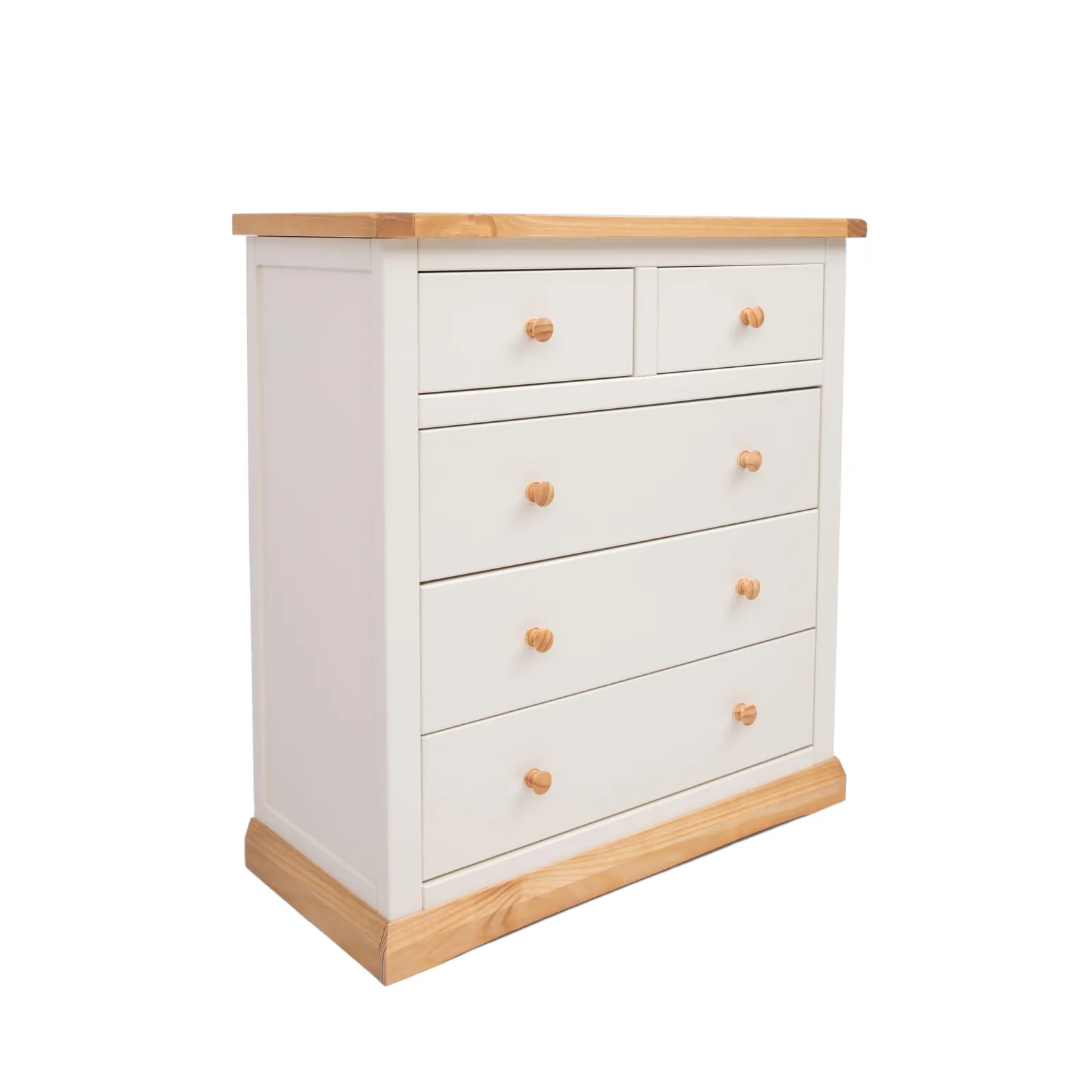 Cabinet Bits Trevi 5 Drawer Chest of Drawers Wood Knob in Off-White 2