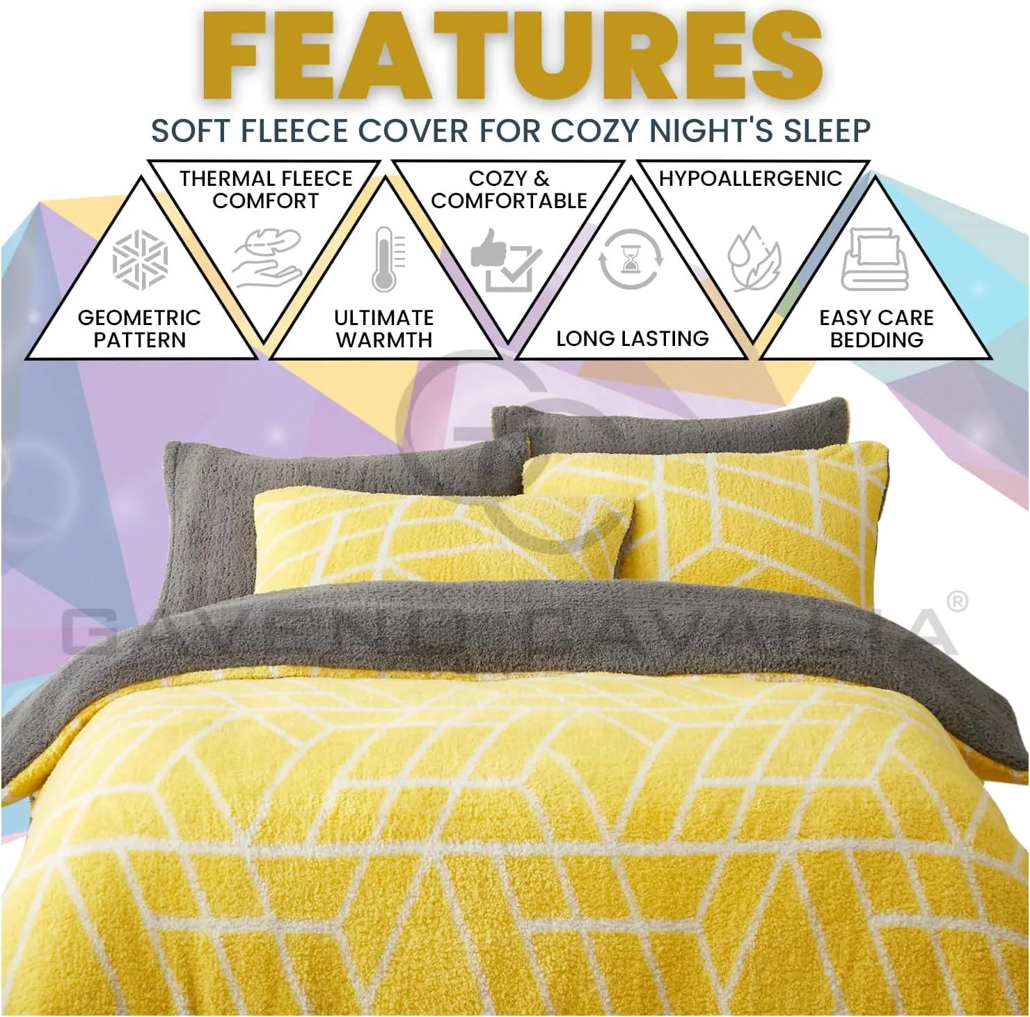 GAVENO CAVAILIA Ely Geo Printed Duvet Cover in Yellow 3