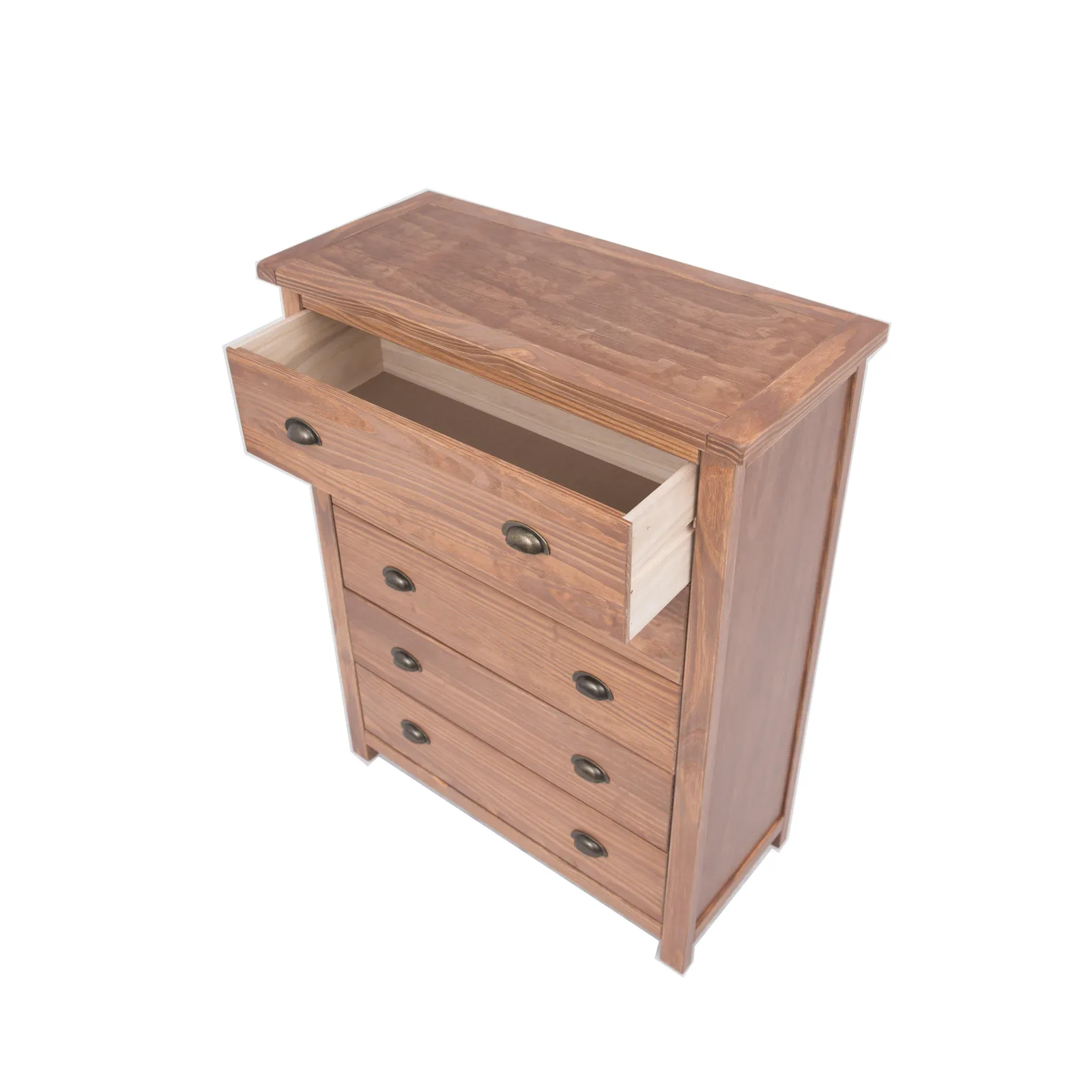 Cabinet Bits Padua 5 Drawer Chest of Drawers Brass Cup Handle in Brown 4