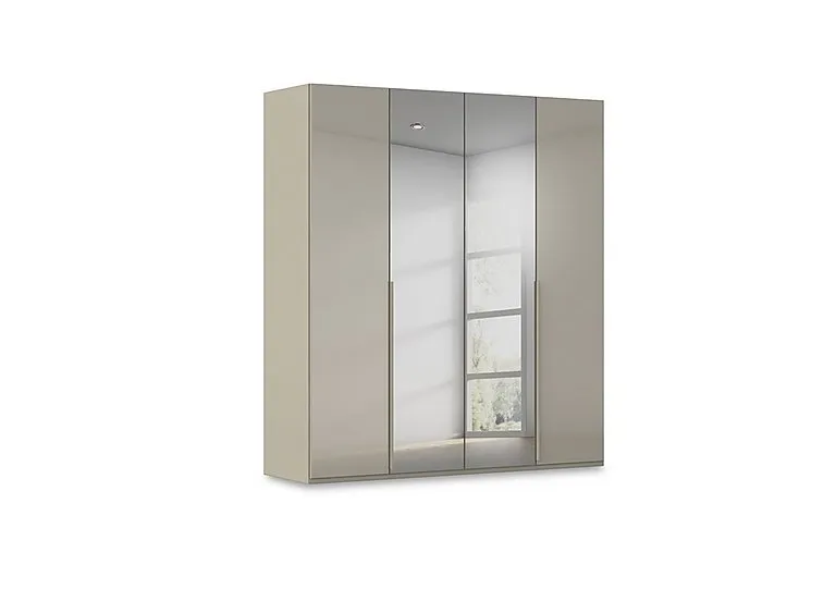 Haven 201cm 4 Door Hinged Wardrobe with 2 Glass and 2 Mirror Doors