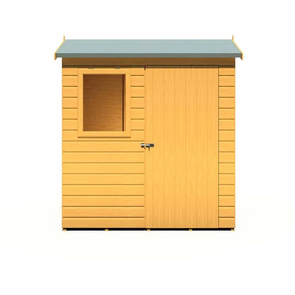 Shires Lewis 6 x 4 Feet Single Door Reverse Apex Style C Shed in Brown