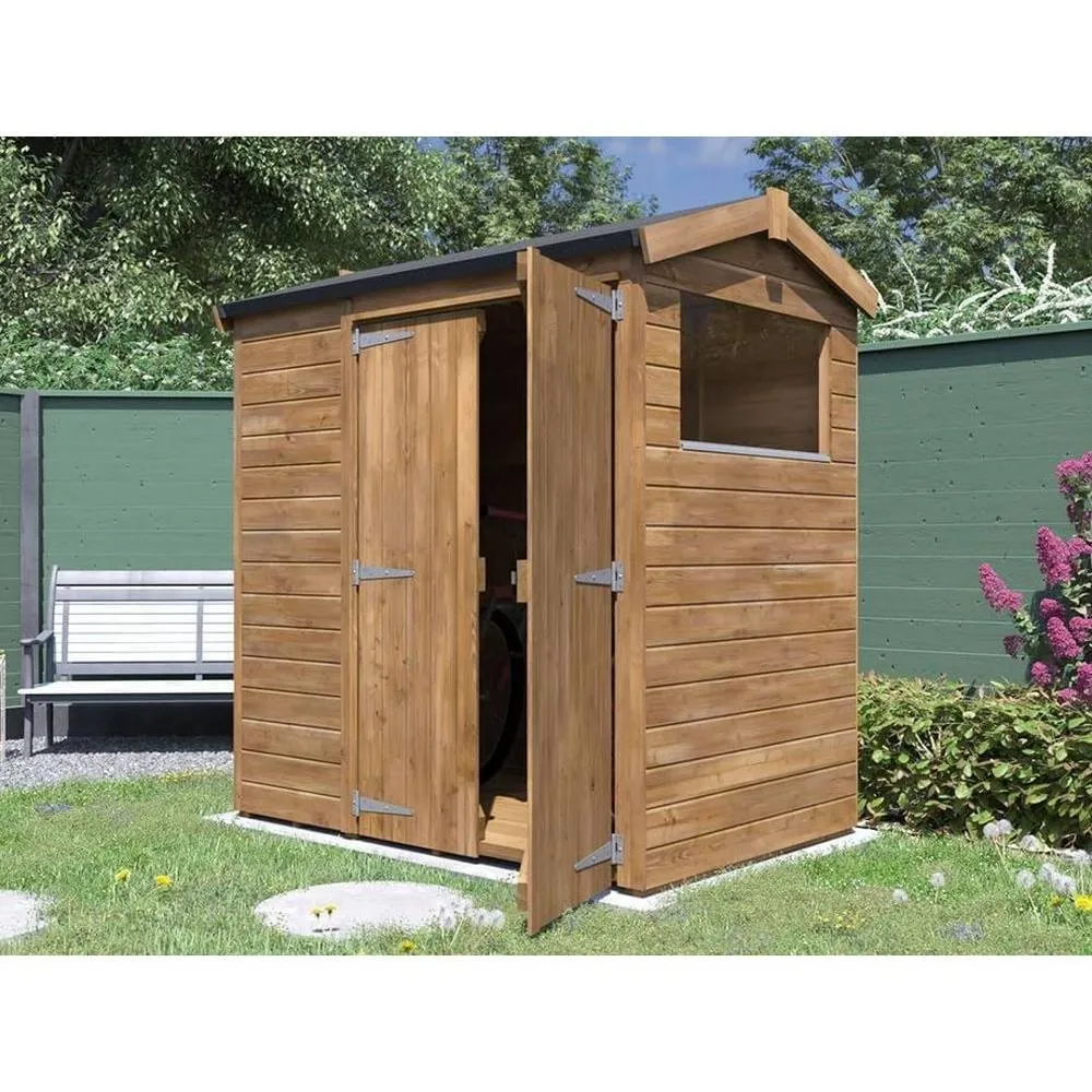 Dunster House Garden Shed 1.8 x 1.2m (6' x 4') 12mm Apex Window - Overlord Modular in Brown 3