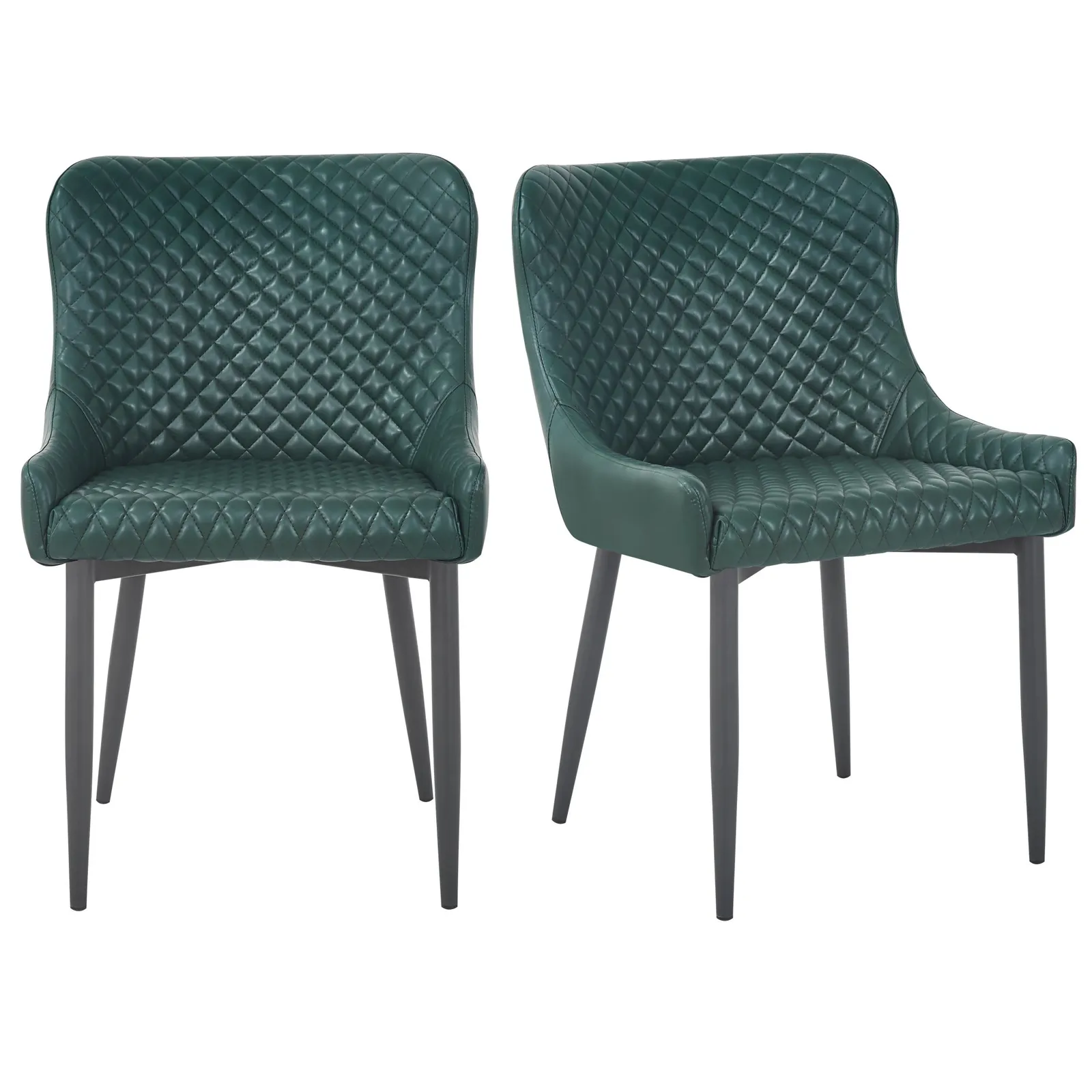 Montreal Set of 2 Dining Chairs Emerald Green PU Leather Emerald Green