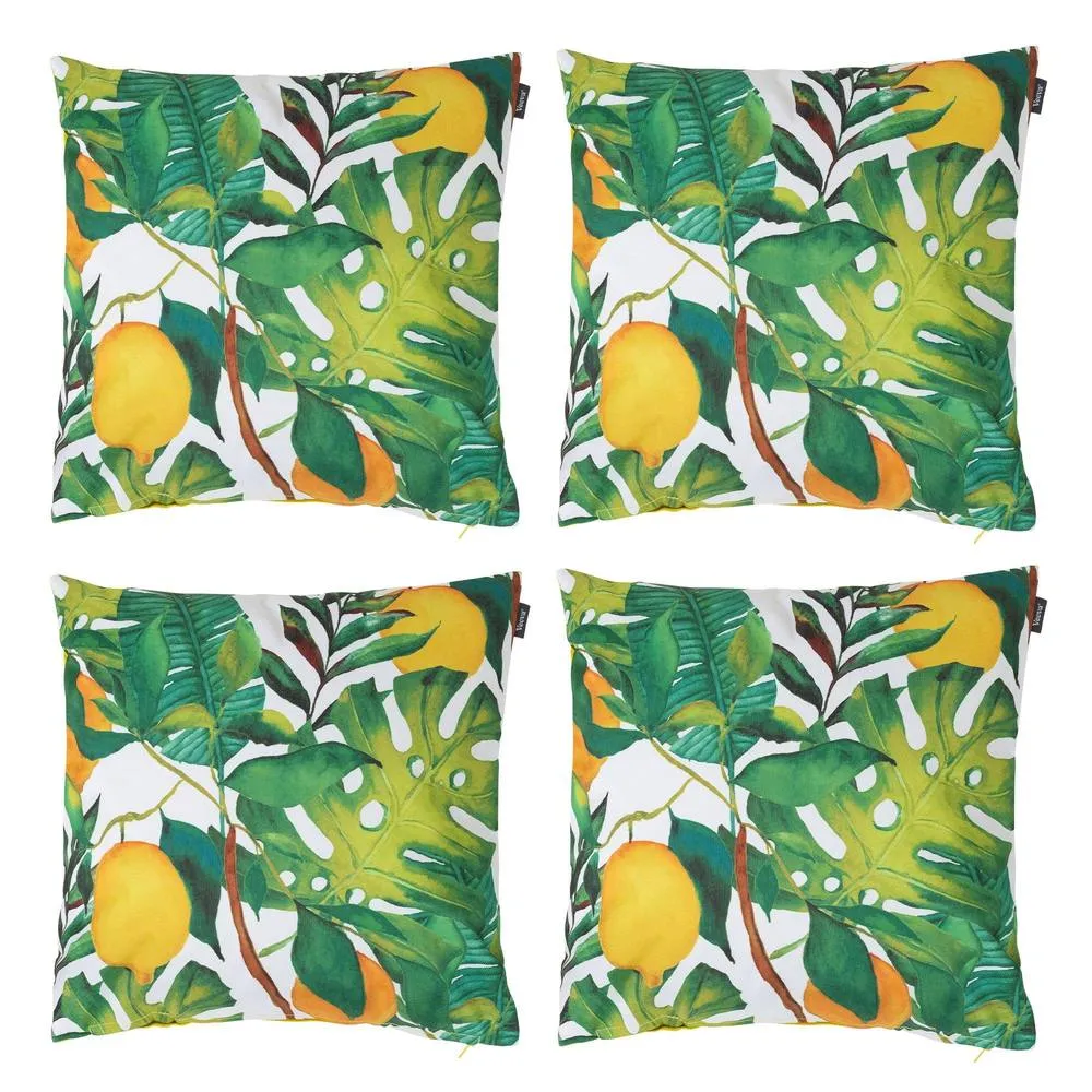icon Indoor Outdoor Cushion Set of 4 Slate Grey Water Resistant Cushions in Yellow