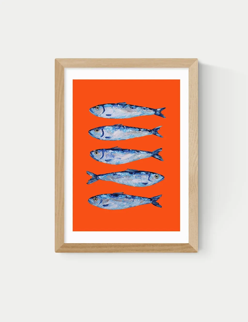 East End Prints Sardines Orange Framed Art Print Natural