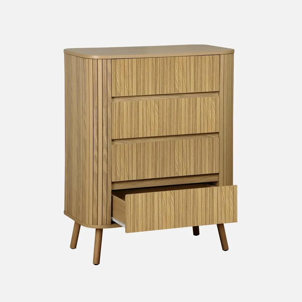 sweeek Grooved Decor Chest 4 Drawers in Light Brown 2