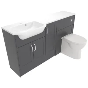 Deccado Padworth Charcoal Grey Left Hand 1500mm Fitted Vanity & Toilet Pan Unit Combination with Left Hand Basin 2