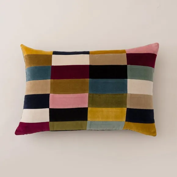 Clara Patchwork Velvet Rectangle Cushion 3
