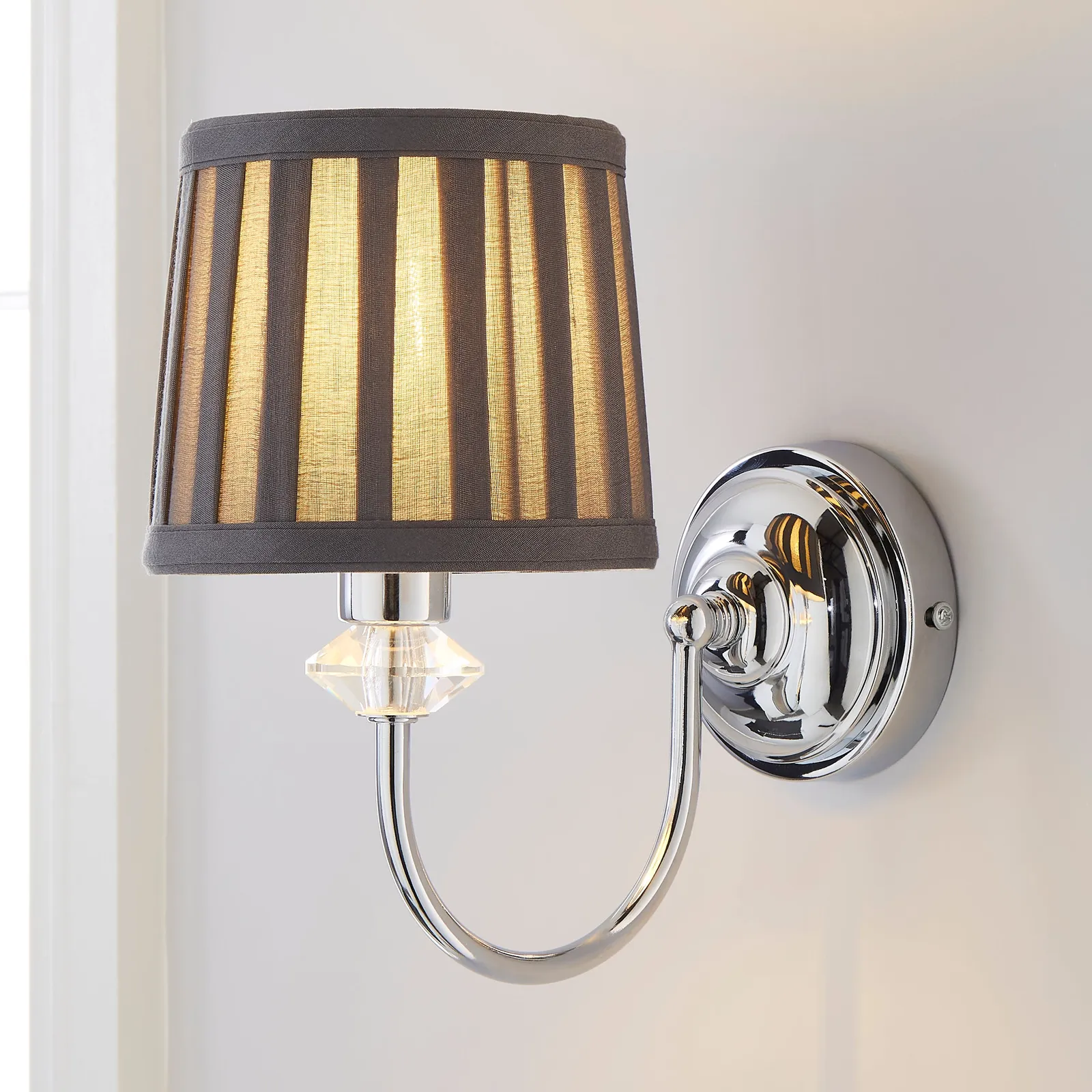 Dorma Genevieve Grey Wall Light Chrome