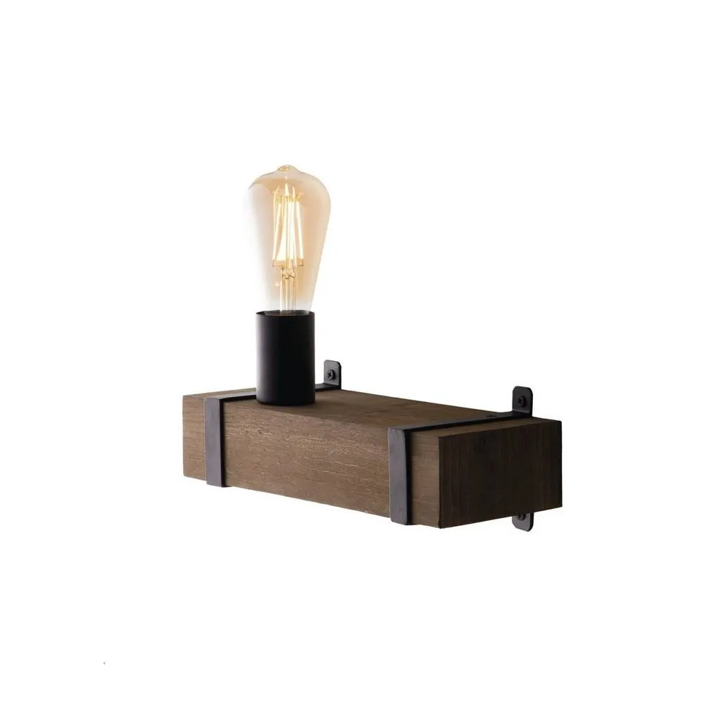 Netlighting Texas Wall Light Dark Brown Antique Wooden E27