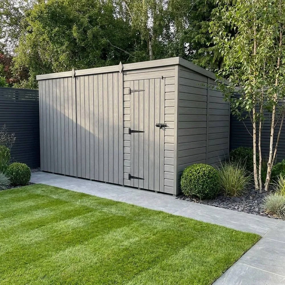 Buttercup Farm 12ft x 10ft Composite Pent Garden Shed Single Door No Windows in Grey 2