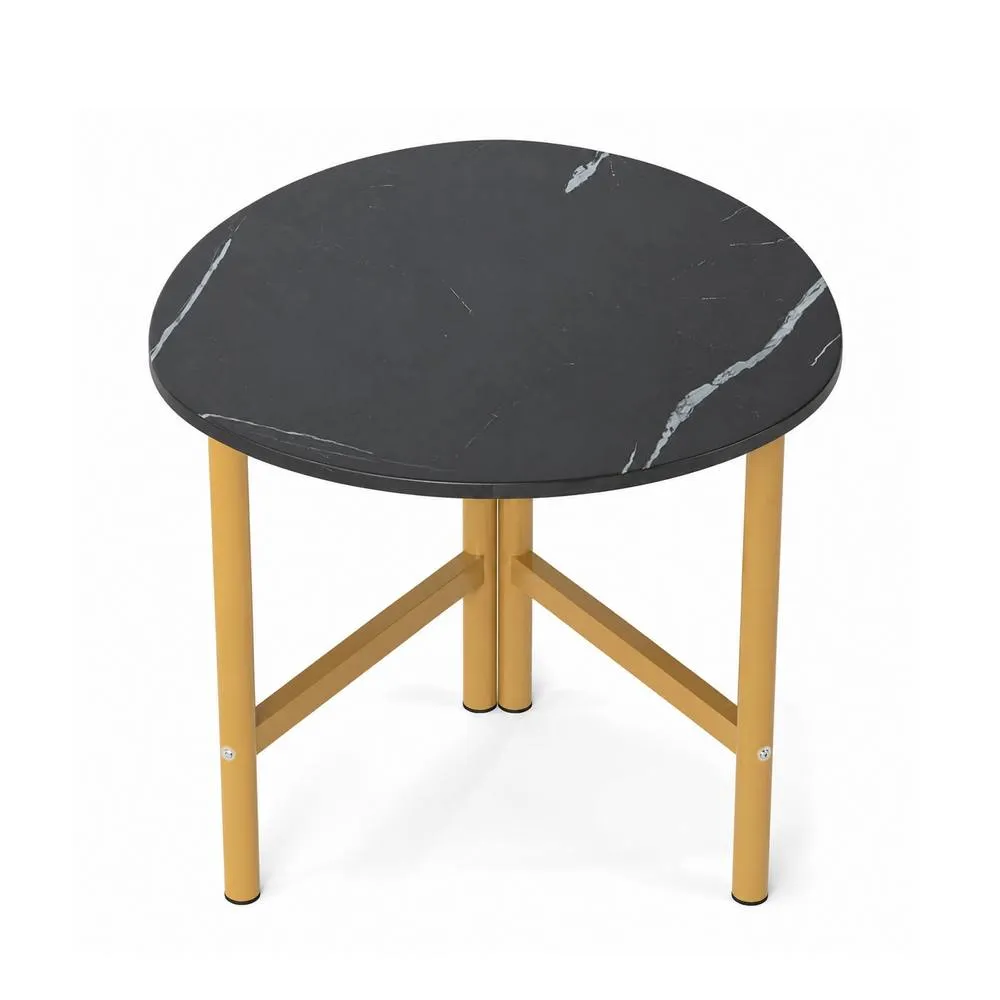 Costway Triangle Coffee Table w/ Metal Legs Sofa Table for Living Room in Black 6