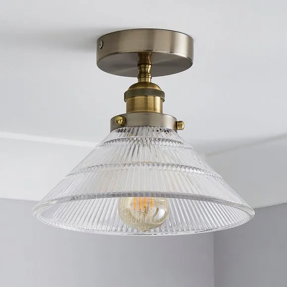 Logan Glass Satin Nickel Semi Flush Ceiling Light 2