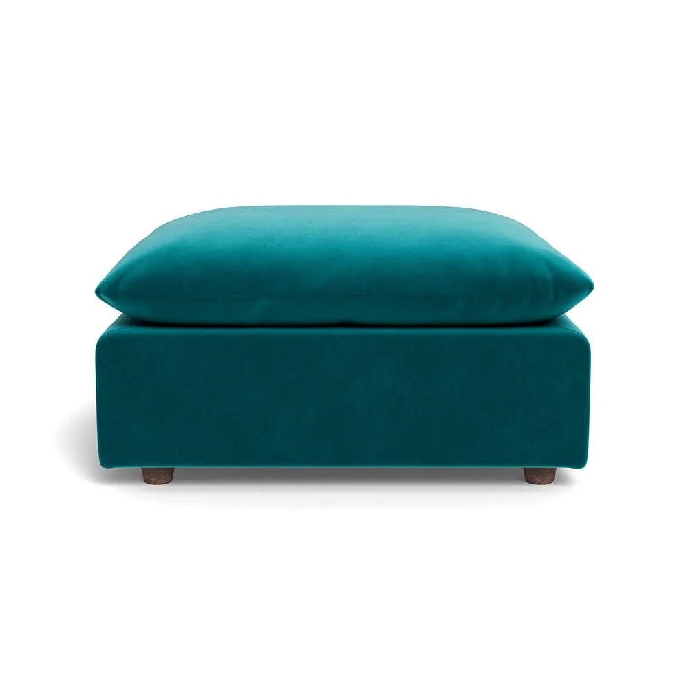 Heal's Astrid Ottoman Smart Velvet Petrol Walnut Stained Beech Feet 1