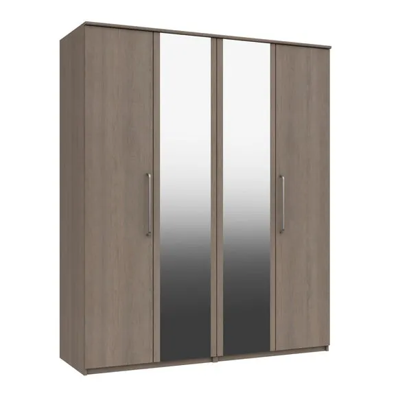 Parker 4 Door Wardrobe, Mirrored 2