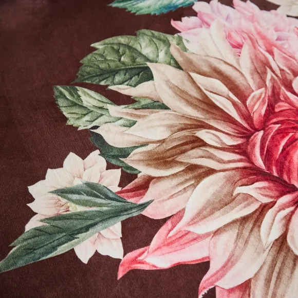 Allouise Floral Brown Luxury Velvet Duvet Cover and Pillowcase Set 5