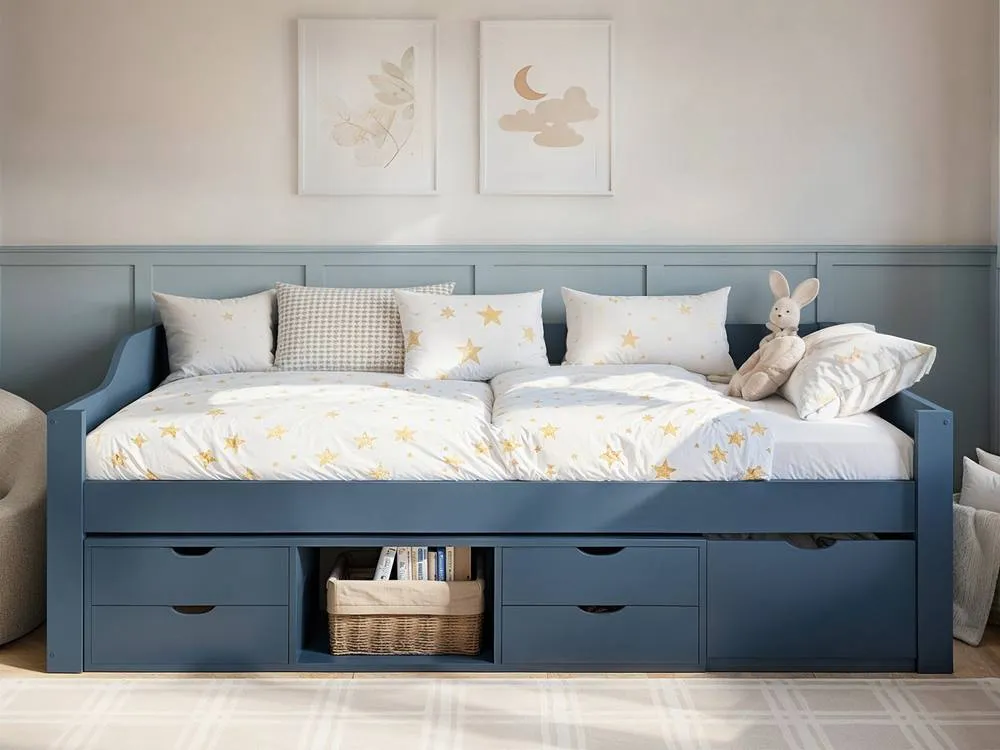 Flair Blair Low Sleeper Bed with Storage in Blue 3