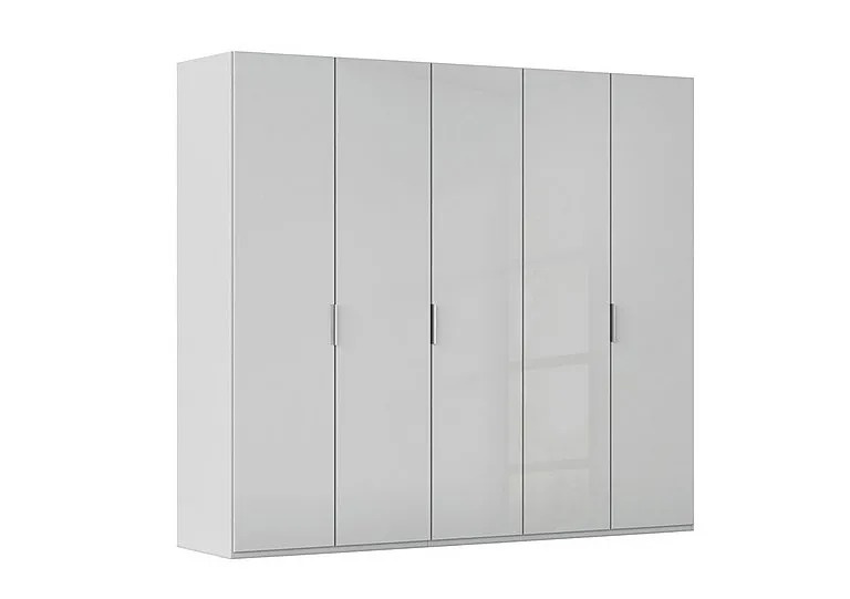 Formes 5 Door Bifold Wardrobe with Glass Doors - Silk Grey/Silk Grey Front
