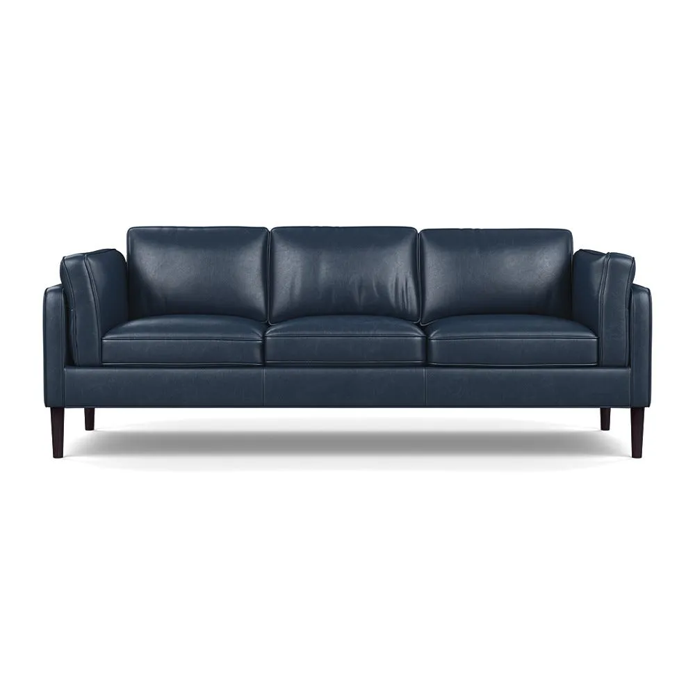 Heal's Sonno 4 Seater Leather Stonewash Navy Blue 279 Wenge Black Feet 1
