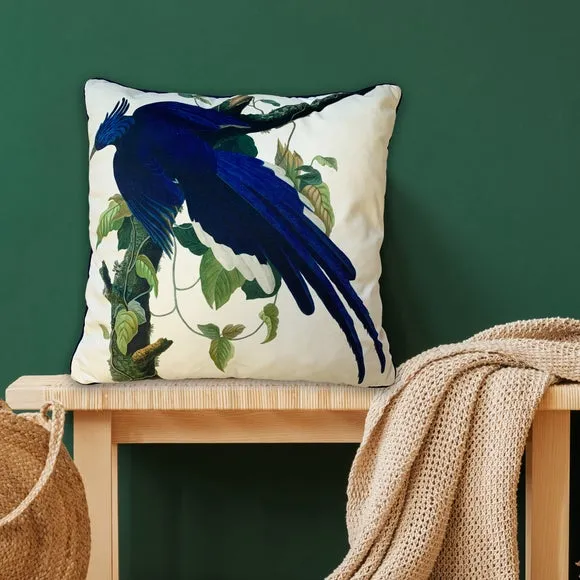 The Art Group John James Audubon Columbia Jay Velvet Square Cushion