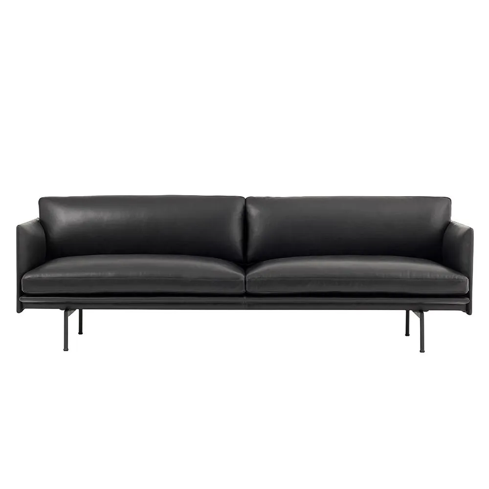 Muuto Outline 3 seater Refine Leather Black 2