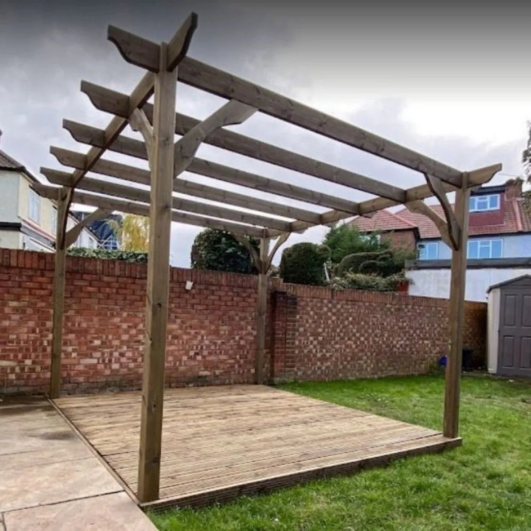 Rutland County Garden Furniture Ltd Premium Pergola & Decking Kit, L420 x W420 x H270 cm, Rustic Brown 5