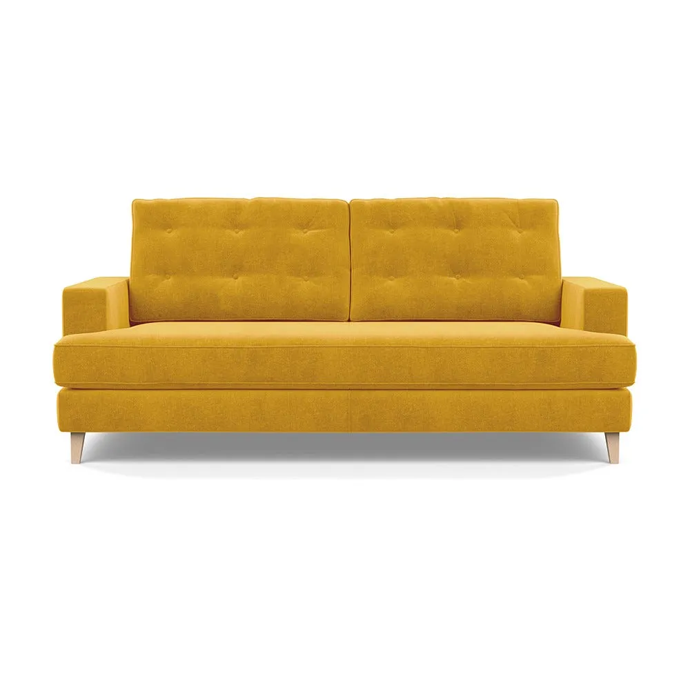 Heal's Mistral 3 Seater Sofa Smart Luxe Velvet Canary Natural Feet