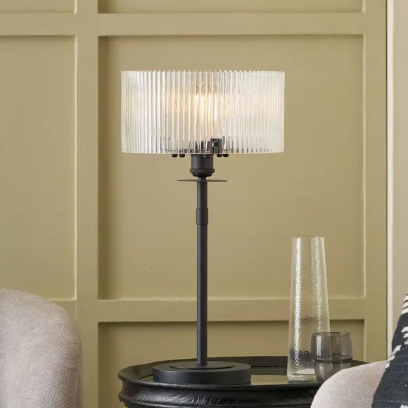 Pacific Lifestyle Clara Ribbed Glass Metal Round Table Lamp