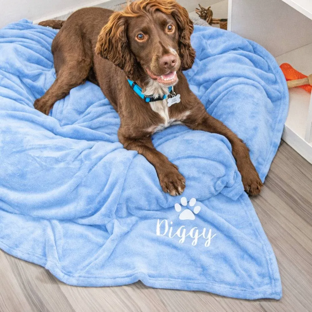 Duncan Stewart Personalised Dog Blanket Throw in Light Blue