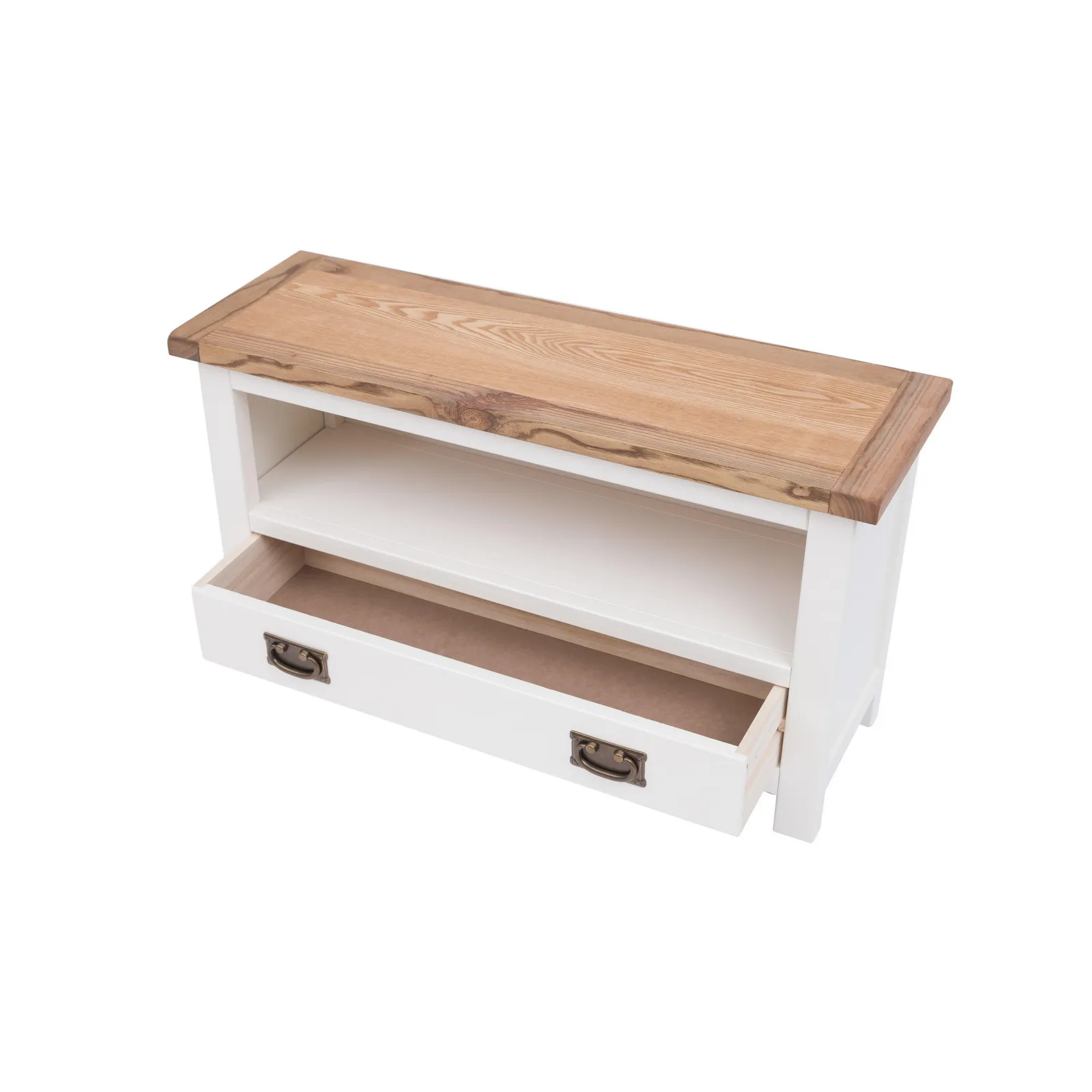 Cabinet Bits Lovere Off-White 1 Drawer TV Cabinet Brass Drop Handle 4