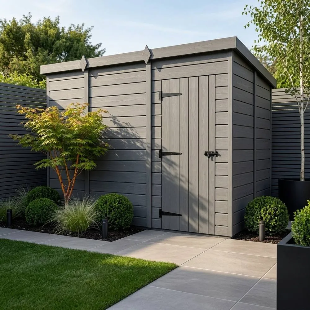 Buttercup Farm 11ft x 9ft Composite Pent Garden Shed Single Door No Windows - Grey 2
