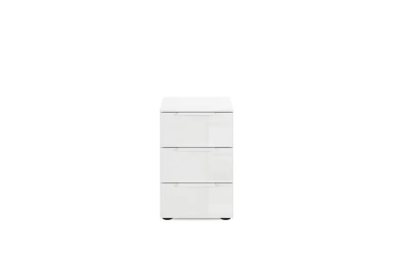 Estella 3 Drawer Glass Bedside Cabinet - Alpine White - Bedroom Furniture - In Time for Christmas