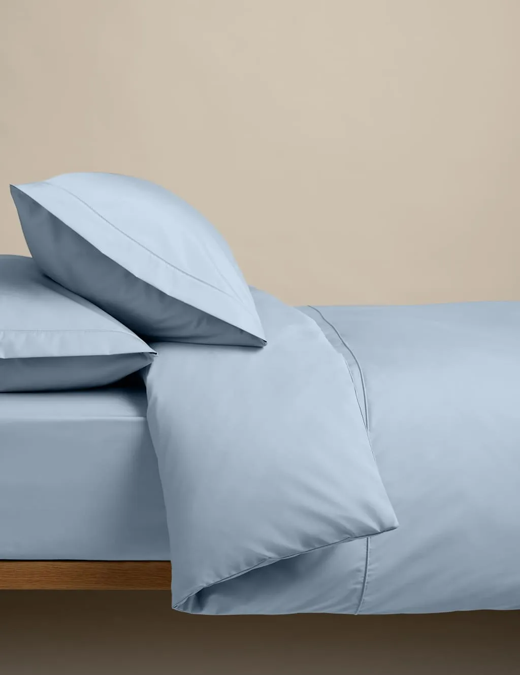 M&S Egyptian Cotton 230 Thread Count Crisp Bedding Set Dusty Blue