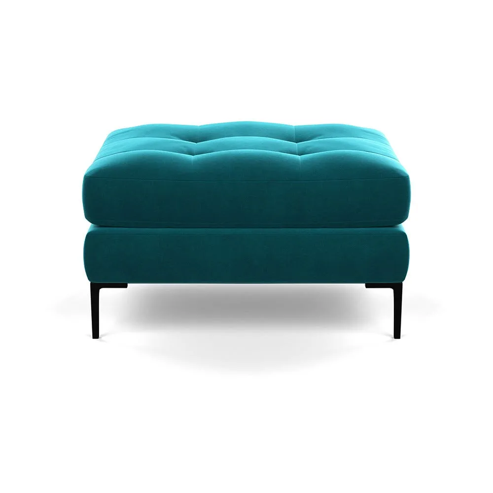 Heal's Eton Footstool Smart Velvet Petrol Black Feet